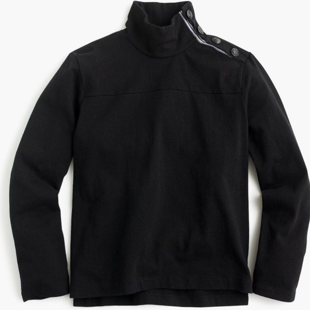 NWT J Crew Shoulder Button BLACK Sweater Size XS